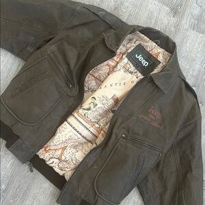 Jeep Dark Olive Leather Bomber